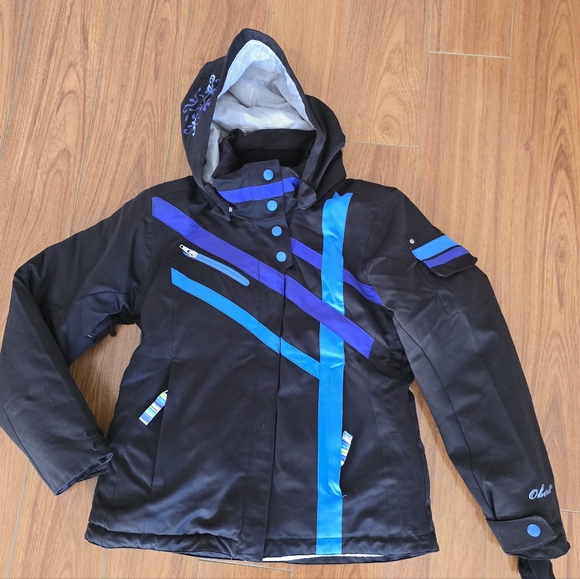 Girl's Obermeyer Black Ski Jacket with Blue and Purple Accents Size 12 - Picture 1 of 14